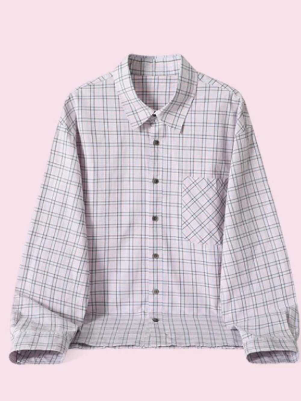 Pale Purple Plaid Oversized Shirt